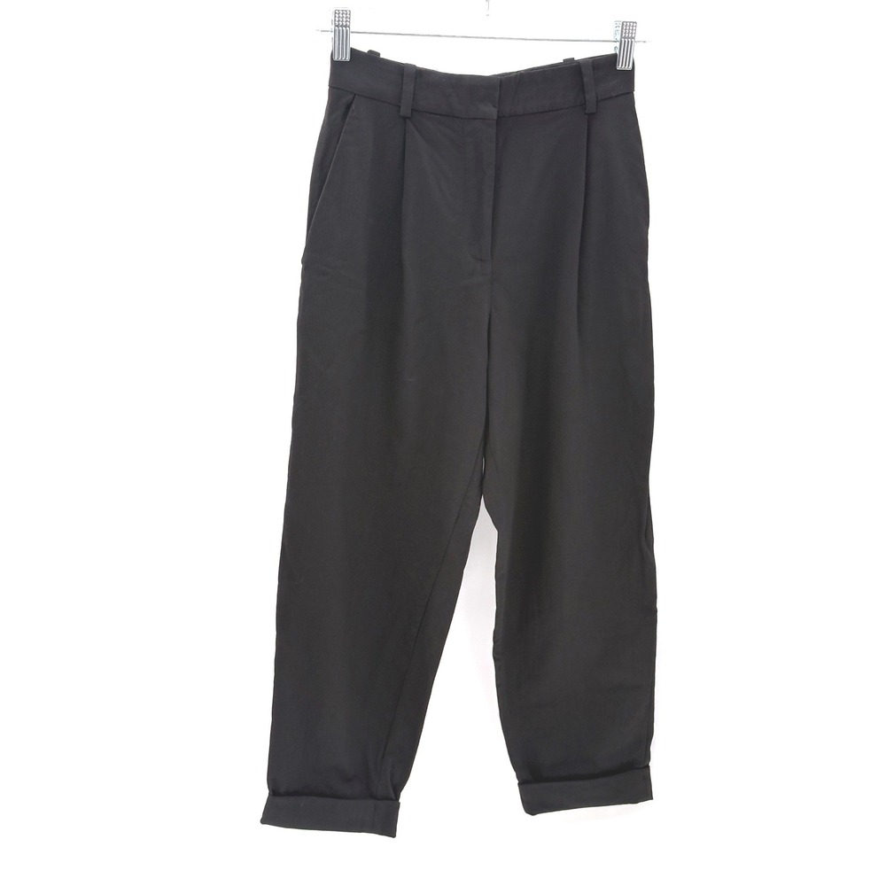 Cos Cropped Pants Women Size 2 Black Cuffed